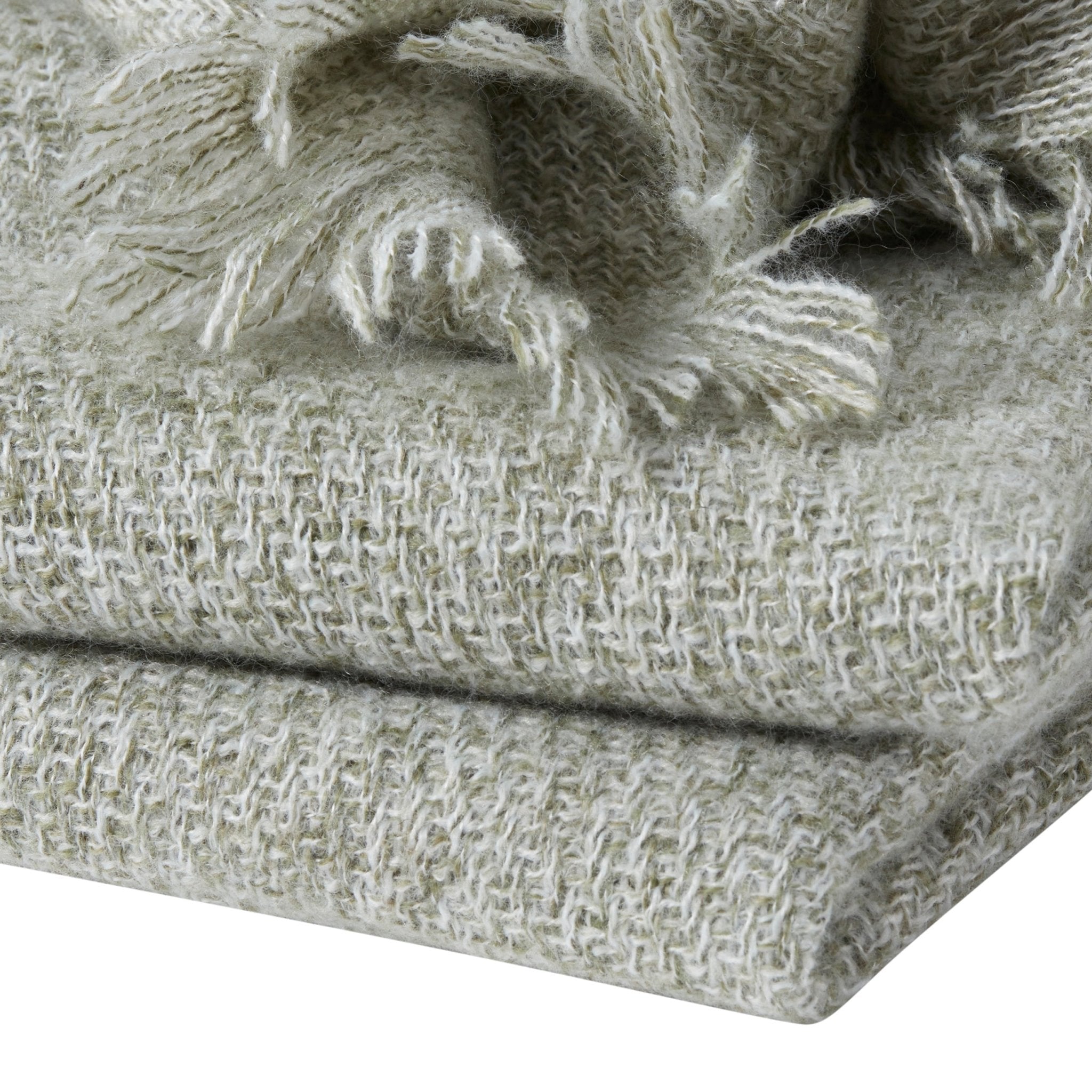 Super Soft Marled Tassel Sofa Throw - Dark Green - DUSK