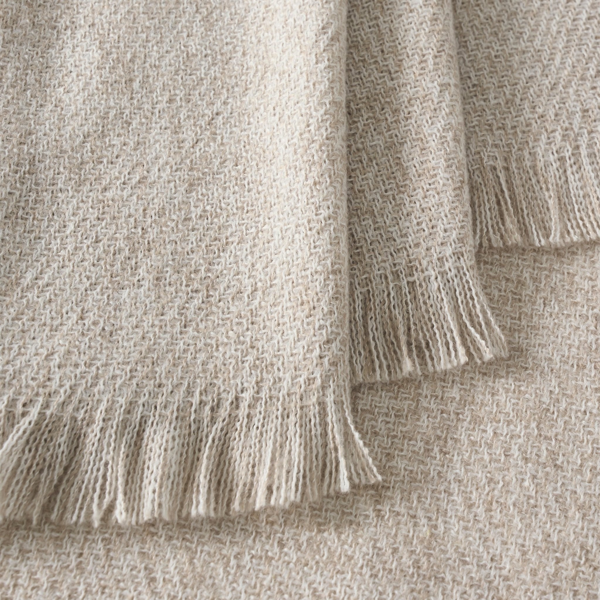 Super Soft Marled Tassel Sofa Throw - Natural - DUSK