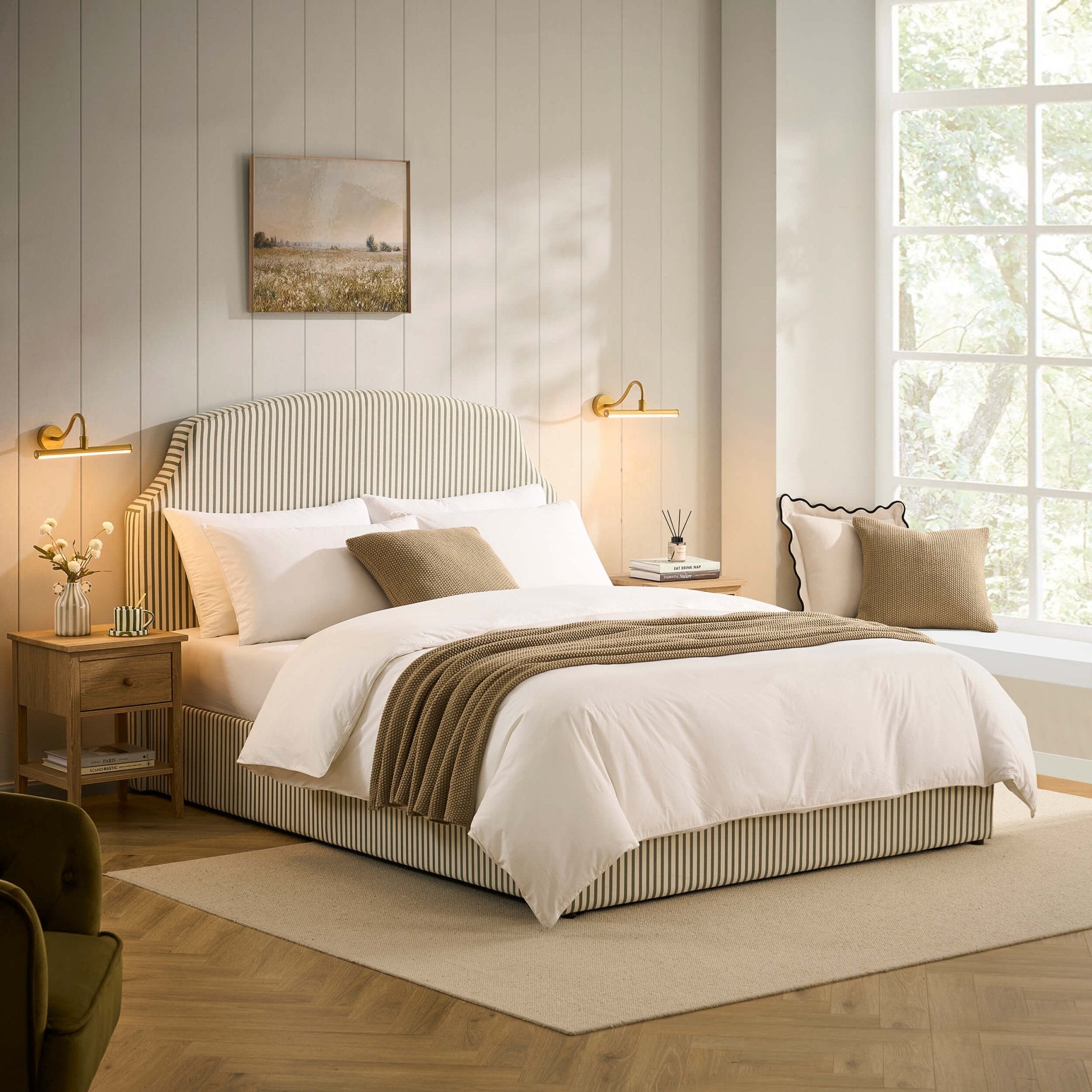 Surrey Ottoman Storage Bed - Sage Stripe - DUSK