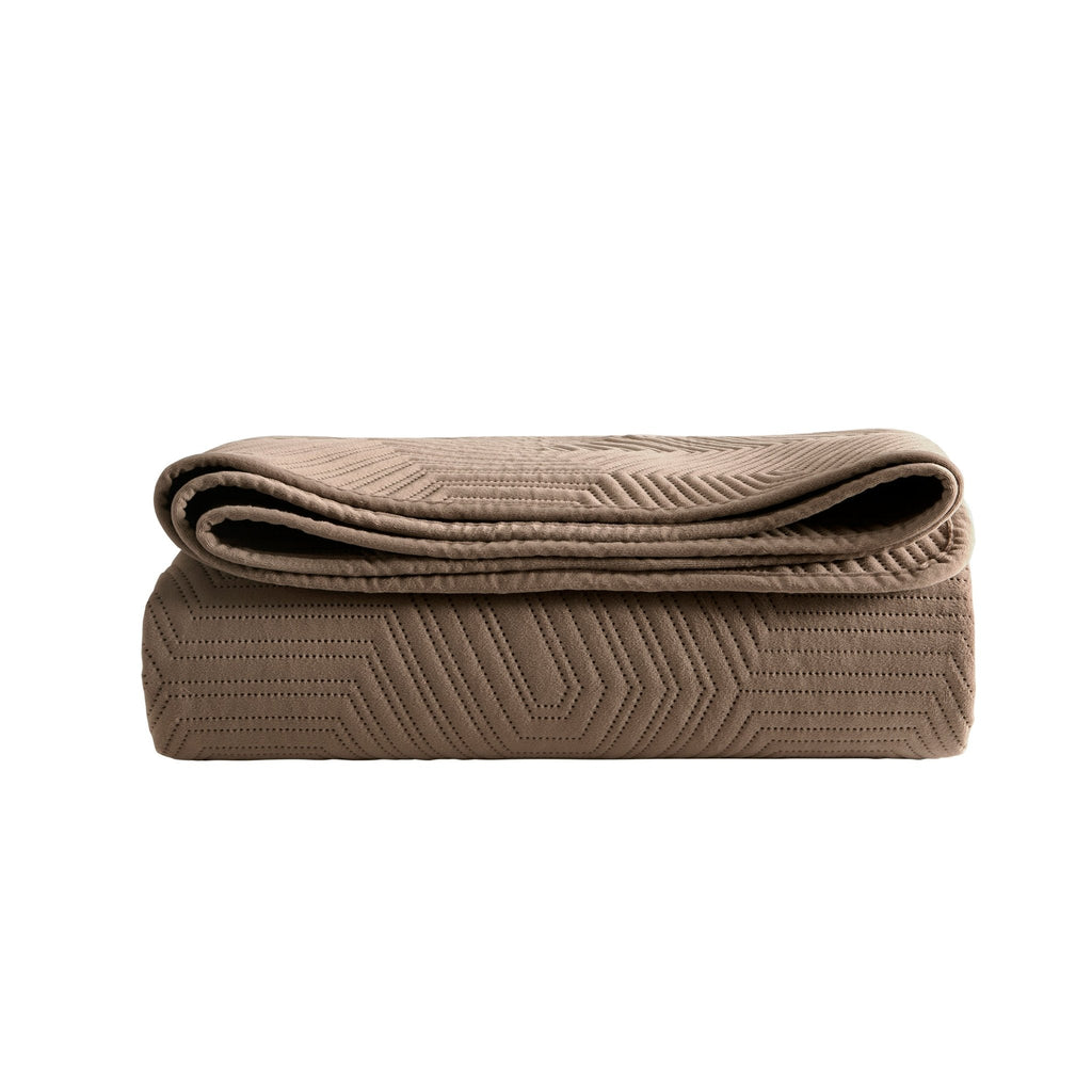 Torino Velvet Geometric Pinsonic Bedspread - Taupe - DUSK