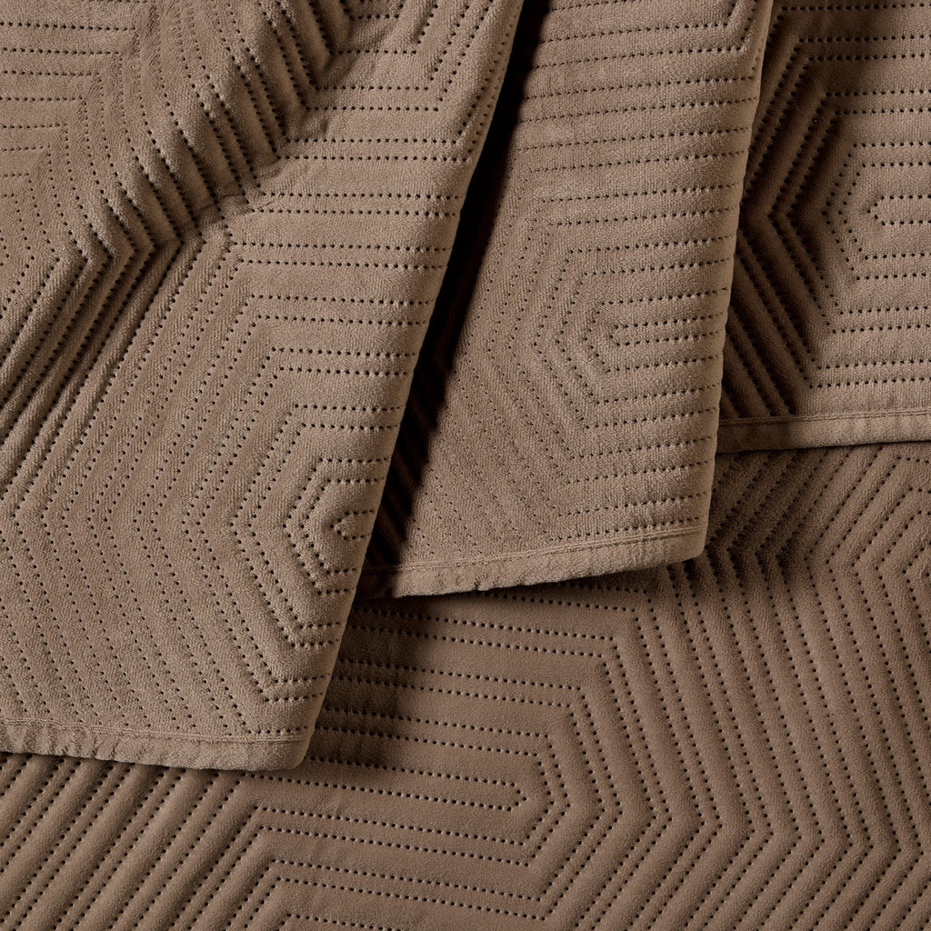 Torino Velvet Geometric Pinsonic Bedspread - Taupe - DUSK