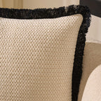 Tufted Chenille Sofa Cushion Cover - Cream/Black - DUSK