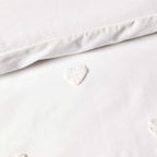 Tufted Heart Jacquard 100% Cotton Duvet Cover & Pillowcase set - White - DUSK