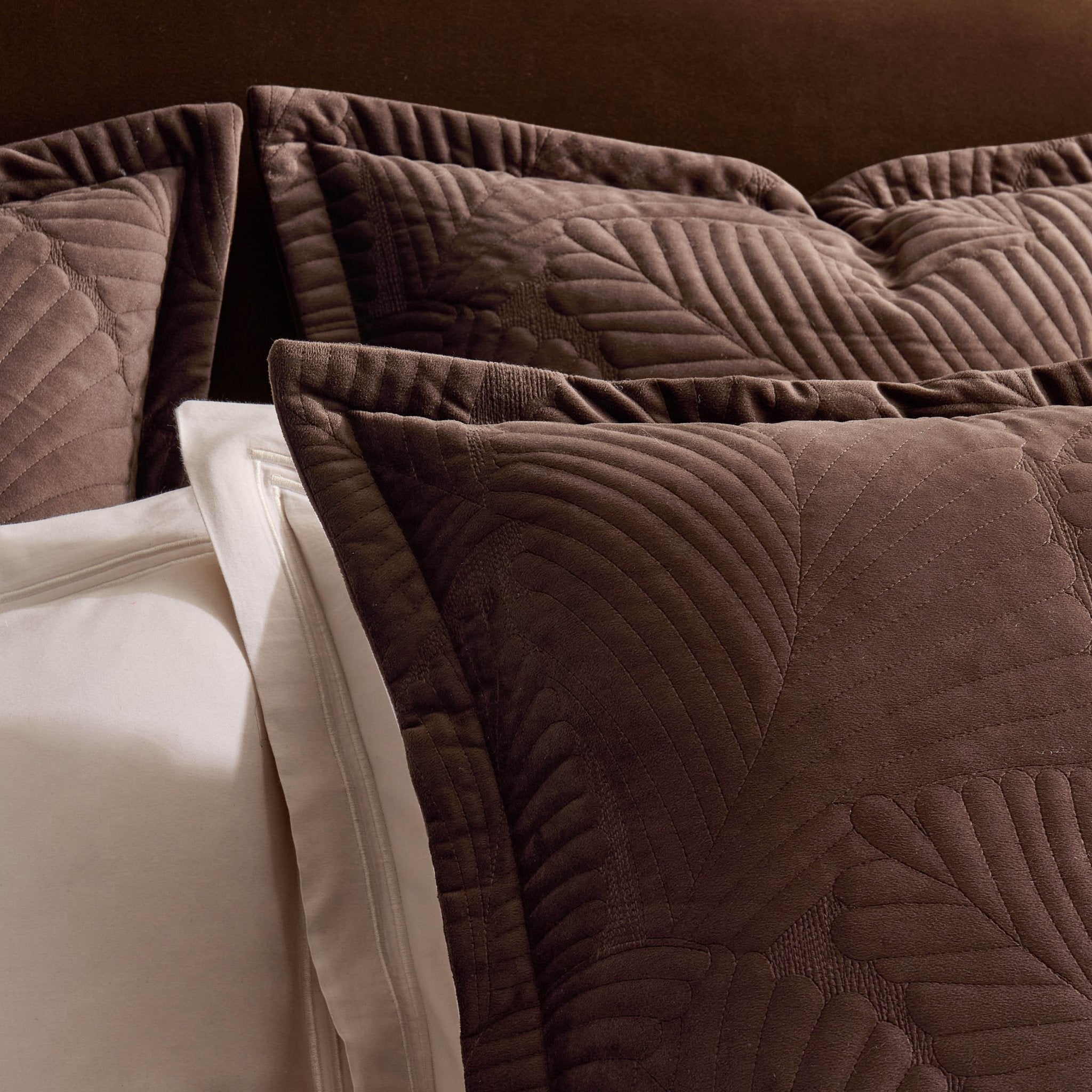 Valletta Leaf Matelasse Cushion Cover - Chocolate - DUSK