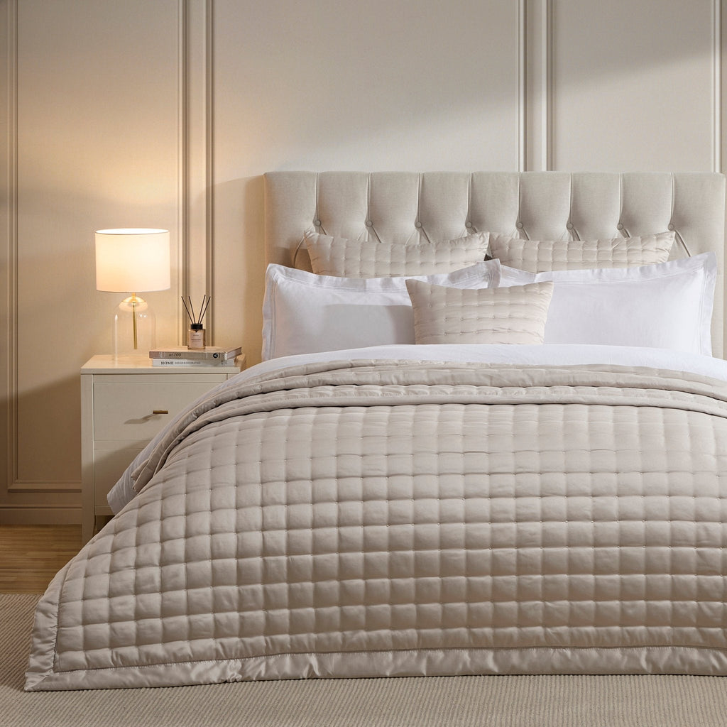 Vienna Quilted Satin Bedspread 2.5m x 2.6m - Champagne - DUSK
