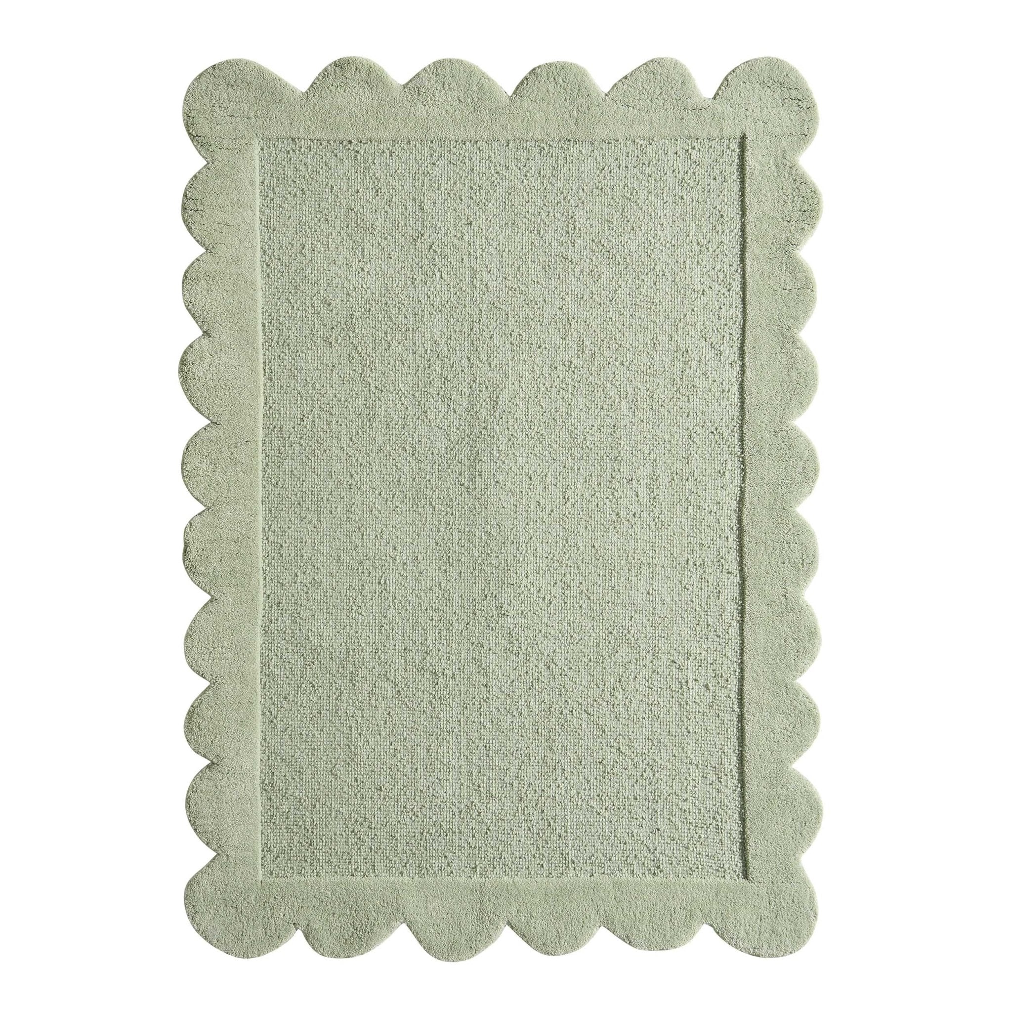 Wool Scallop Edge Rug - Sage - DUSK