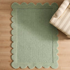 Wool Scallop Edge Rug - Sage - DUSK