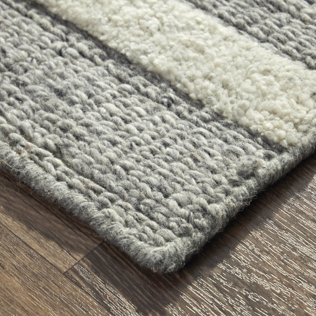 Zoe Wool Triangle and Stripe Rug - Light Grey - DUSK