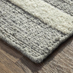 Zoe Wool Triangle and Stripe Rug - Light Grey - DUSK