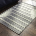 Zoe Wool Triangle and Stripe Rug - Light Grey - DUSK