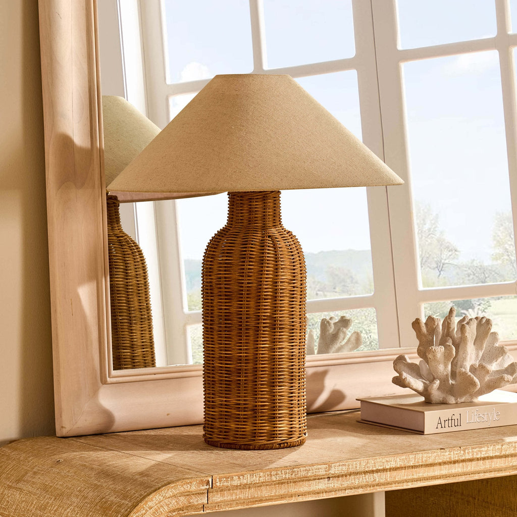 Zoey Rattan Base Table Lamp - Natural - DUSK